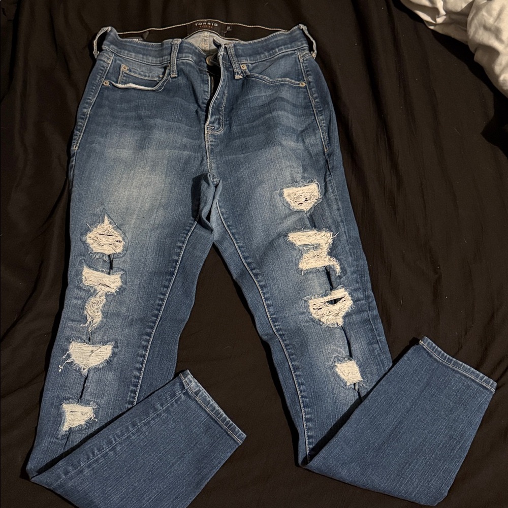 Torrid Distressed Sky High Skinny Jeans